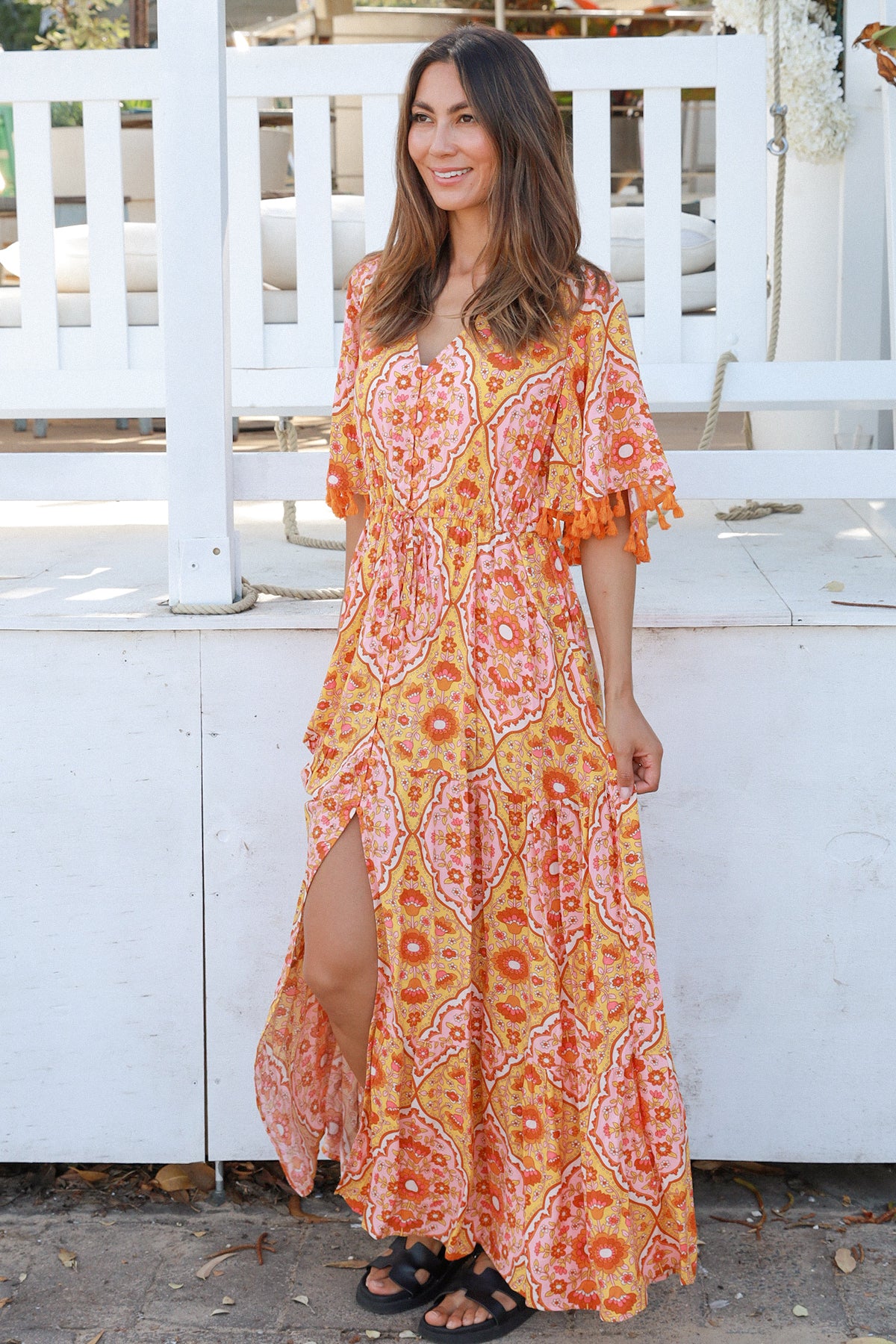 Boho yellow maxi outlet dress