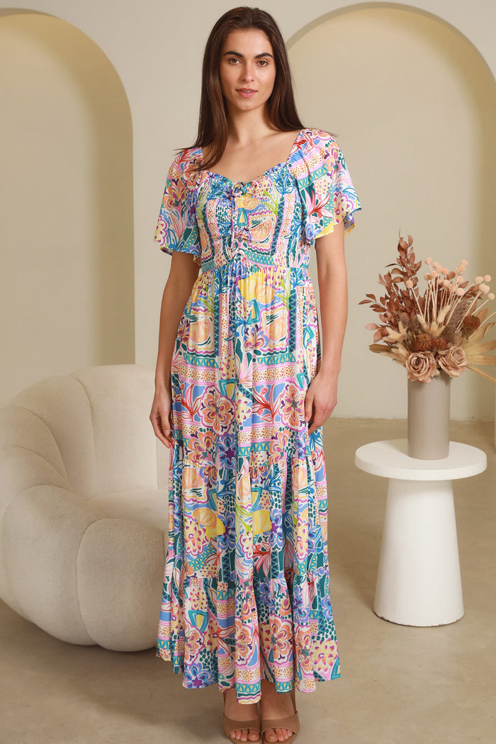 Sharon Short Sleeves Maxi Dress