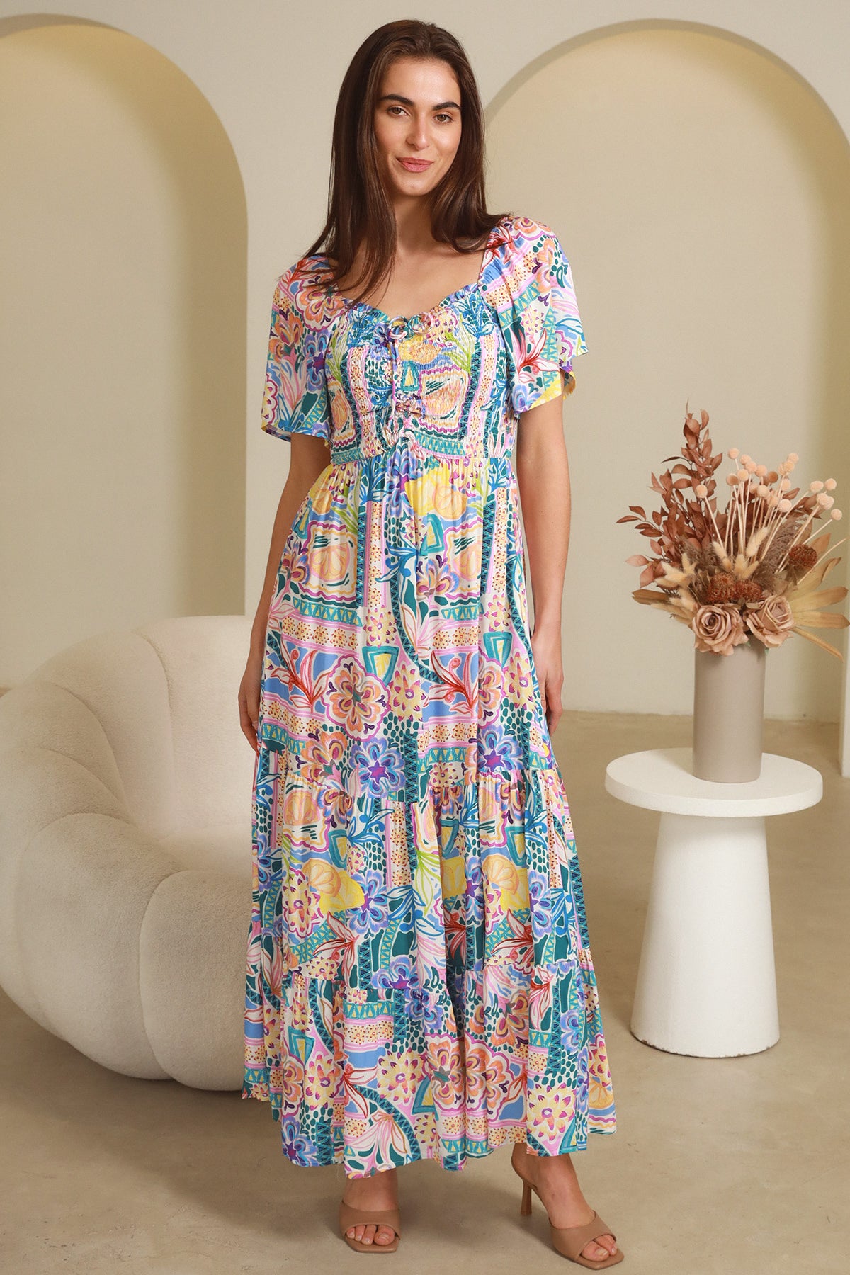 Sharon Short Sleeves Maxi Dress