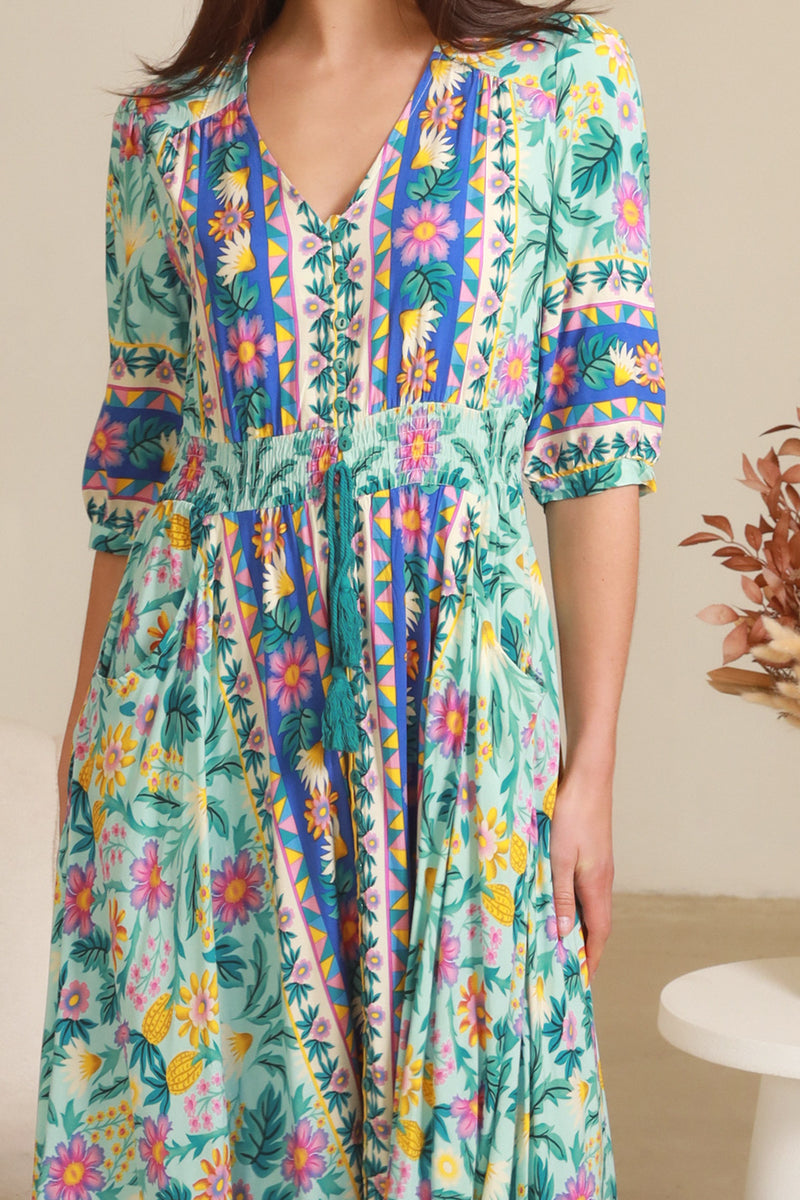 Davina 1/2 Sleeves Maxi Dress