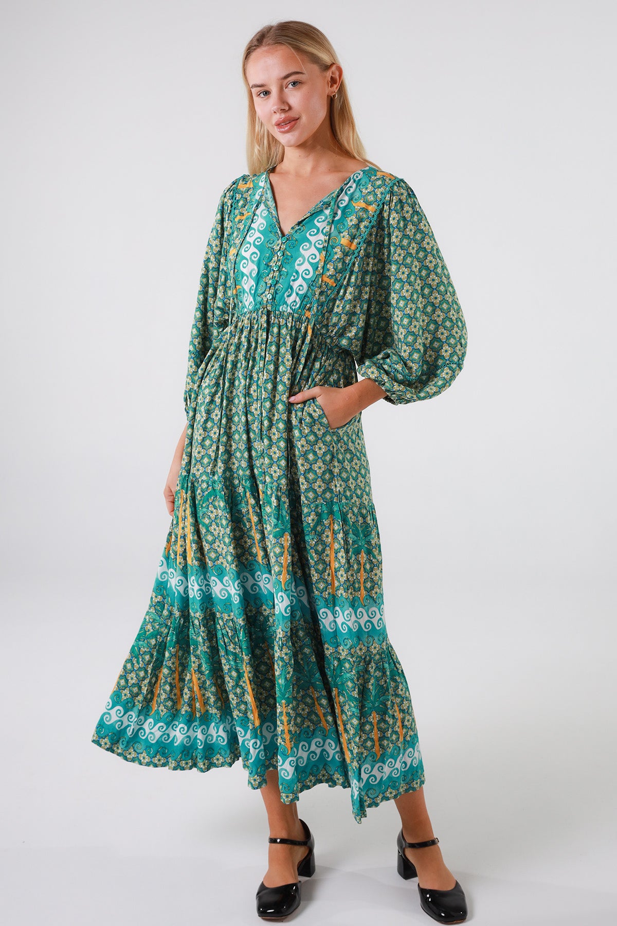 Greta Green Midi Dress